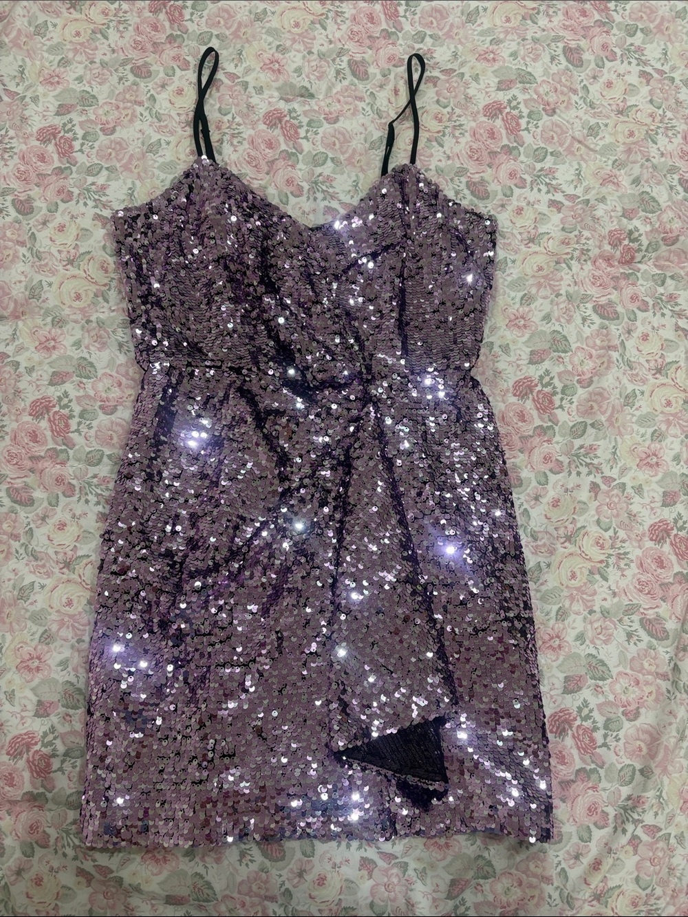Parker Lavender Sequin Spaghetti Strap Mini Dress
